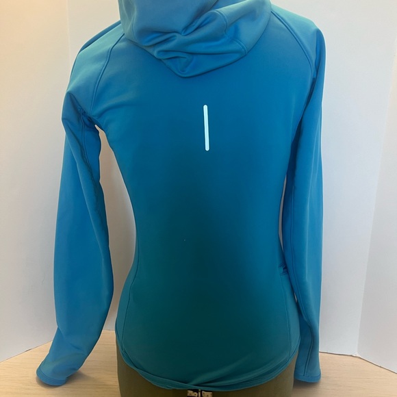 Nike Dri-Fit Hooded Pull Over Ladiesx XS teal, thumb holes 1/4 zipper - Picture 2 of 11